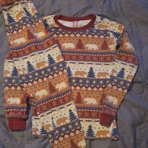 PJ Kids Winter Bear Pajama Set - Blue and Brown